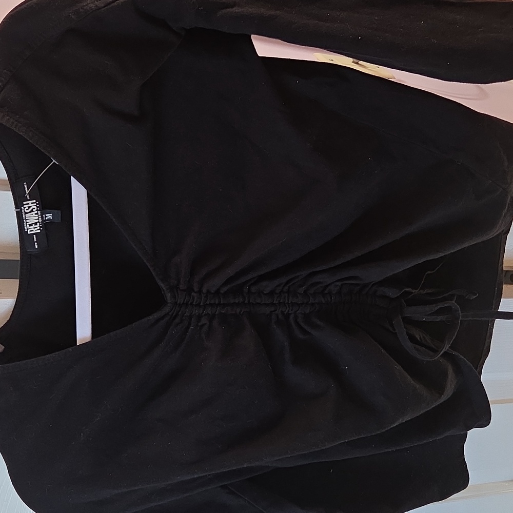 Rewash Black Ruched Long Sleeve Top